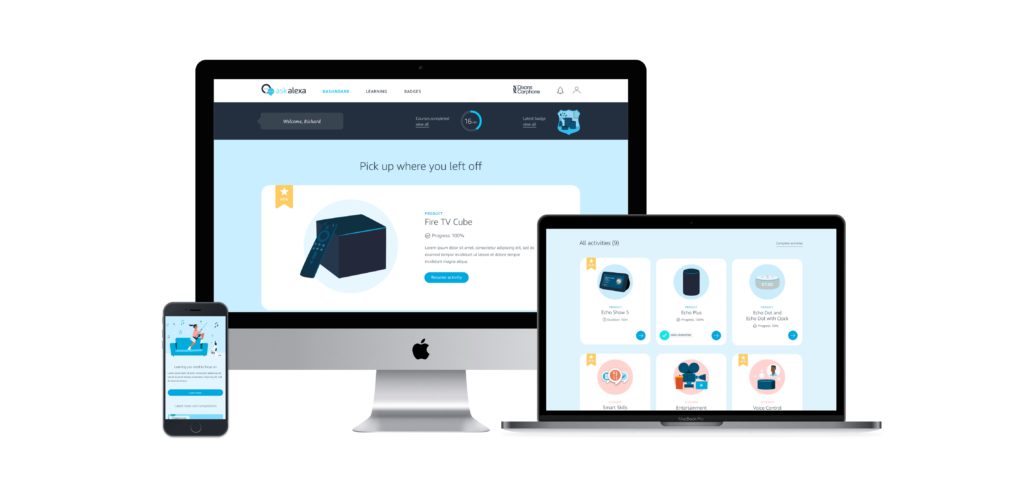 amazon ask alexa lms mockup auf mehreren geräten