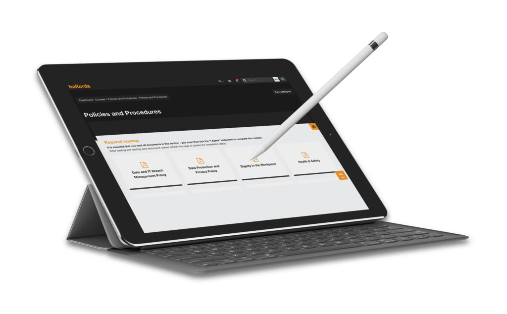 halfords lms mockup auf tablet