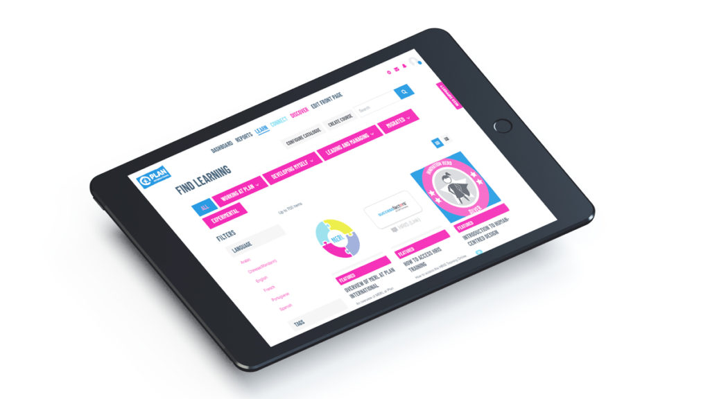 plan international lms mockup auf tablet