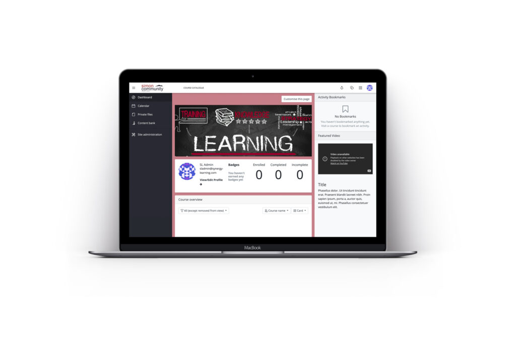simon community lms mockup auf laptop