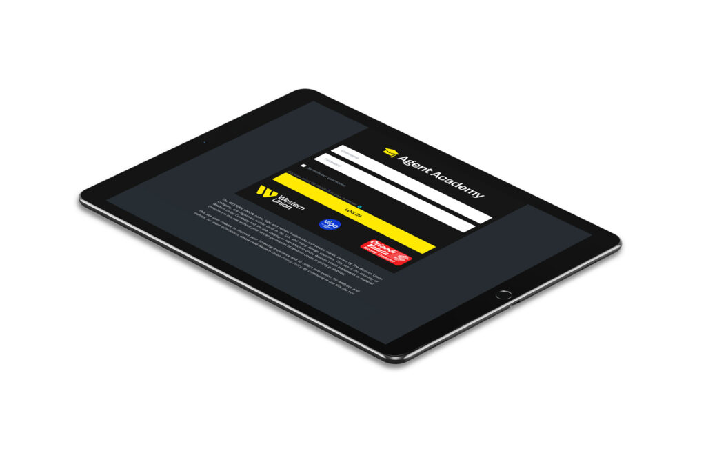 western union lms mockup auf tablet